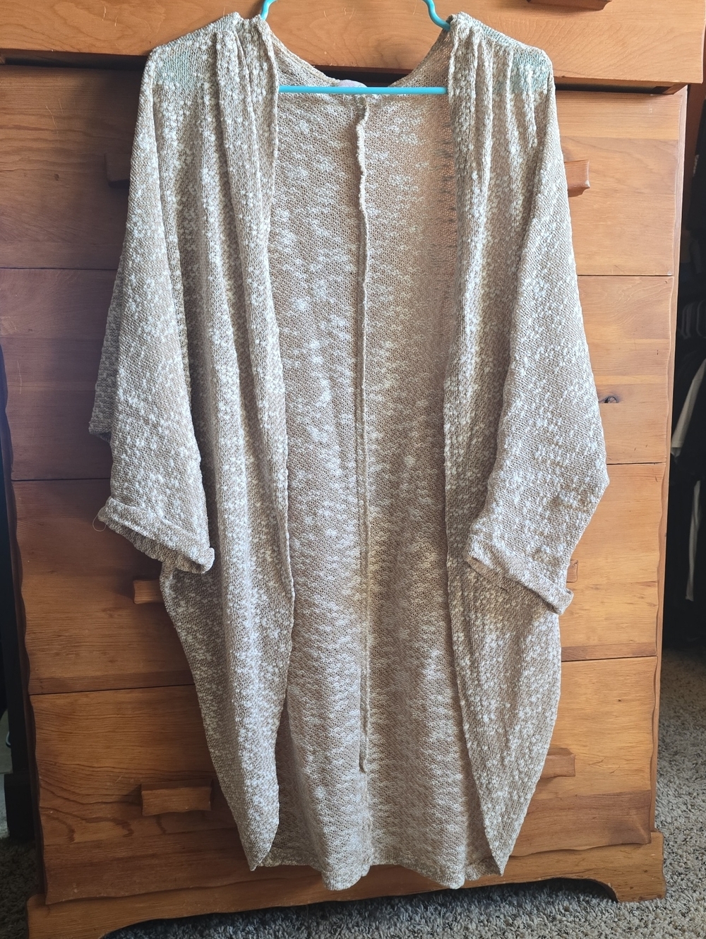 Free People One Size Oatmeal Cocoon Cardigan Lightweight Open Knit